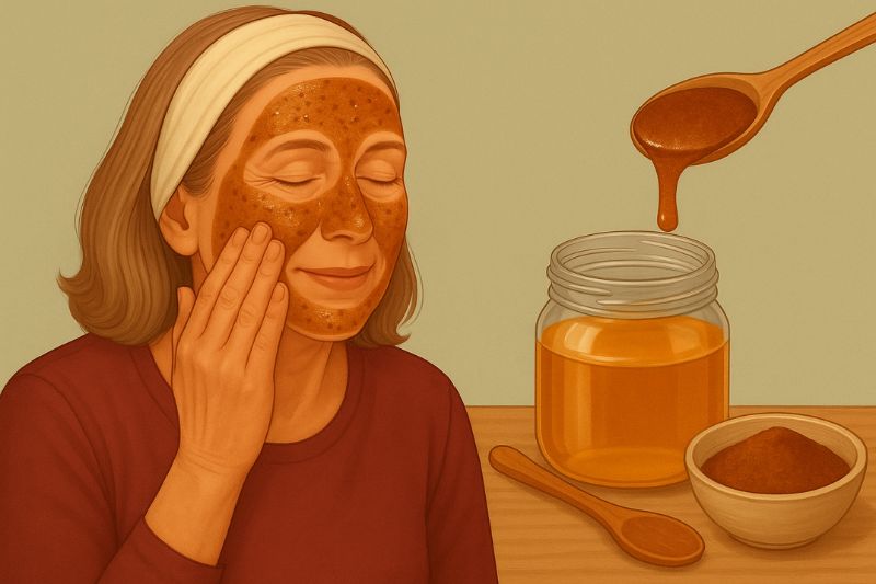 מסכת דבש וקינמון שמחליקה קמטים