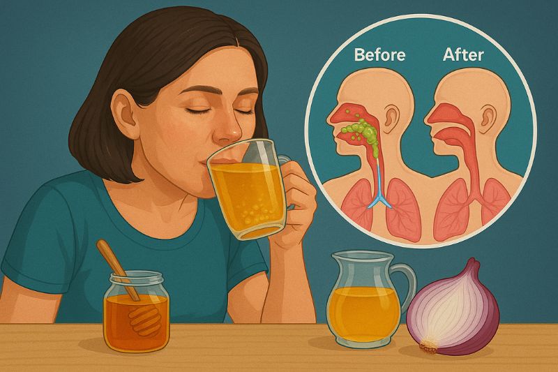 מתכון לחליטת בצל ודבש לניקוי ליחה שהצטברה