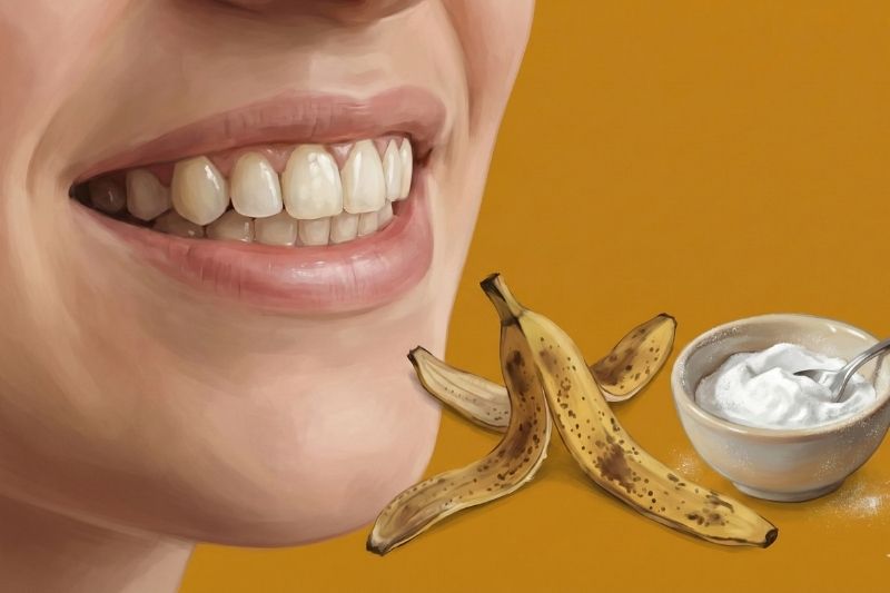 הסוד לשיניים לבנות בעזרת קליפת בננה וסודה לשתייה