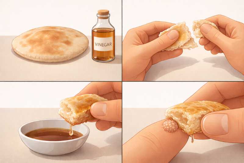 הניחו פרוסת לחם טבולה בחומץ על היבלת ותראו איך היא נושרת